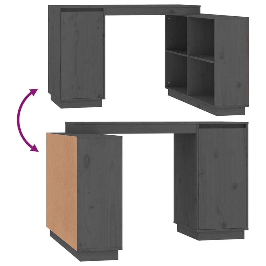 Bureau gris 110x50x75 cm en pin massif