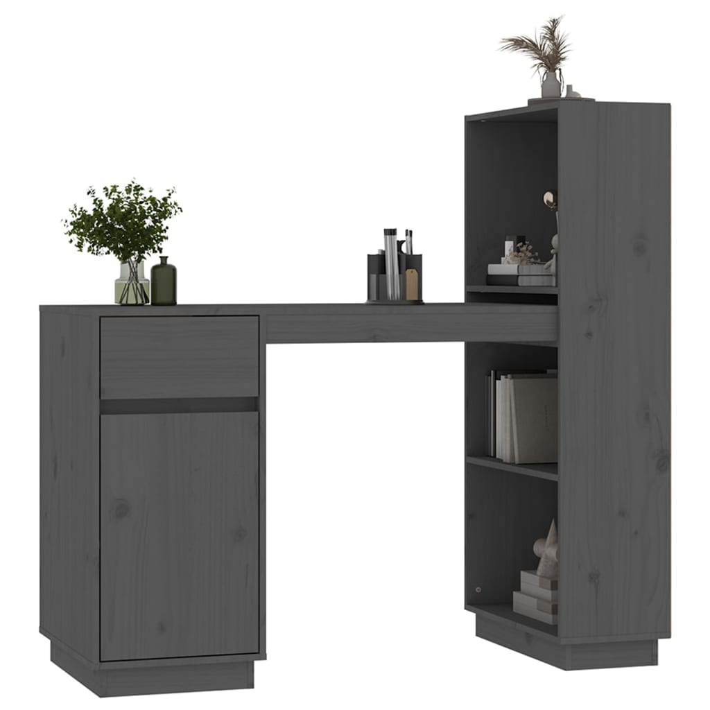 Bureau gris 110x53x117 cm en pin massif