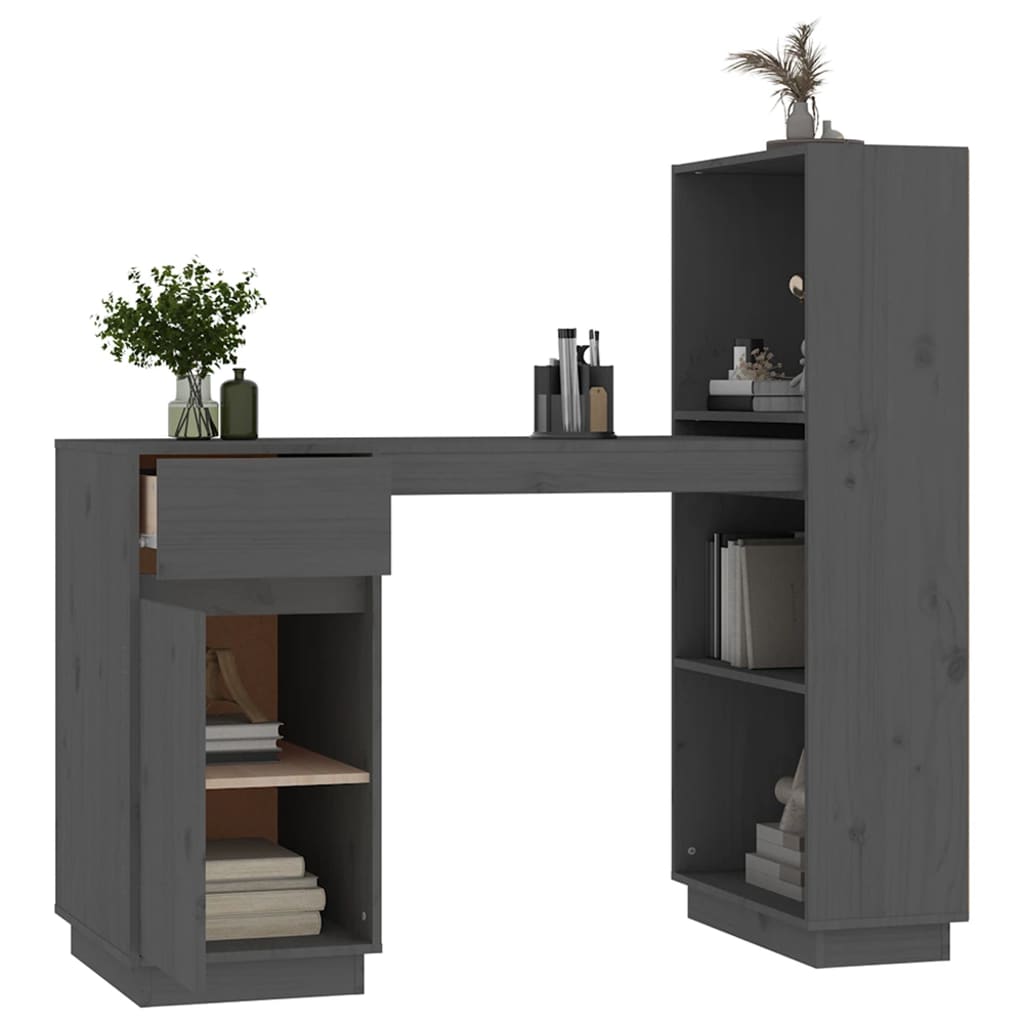 Bureau gris 110x53x117 cm en pin massif