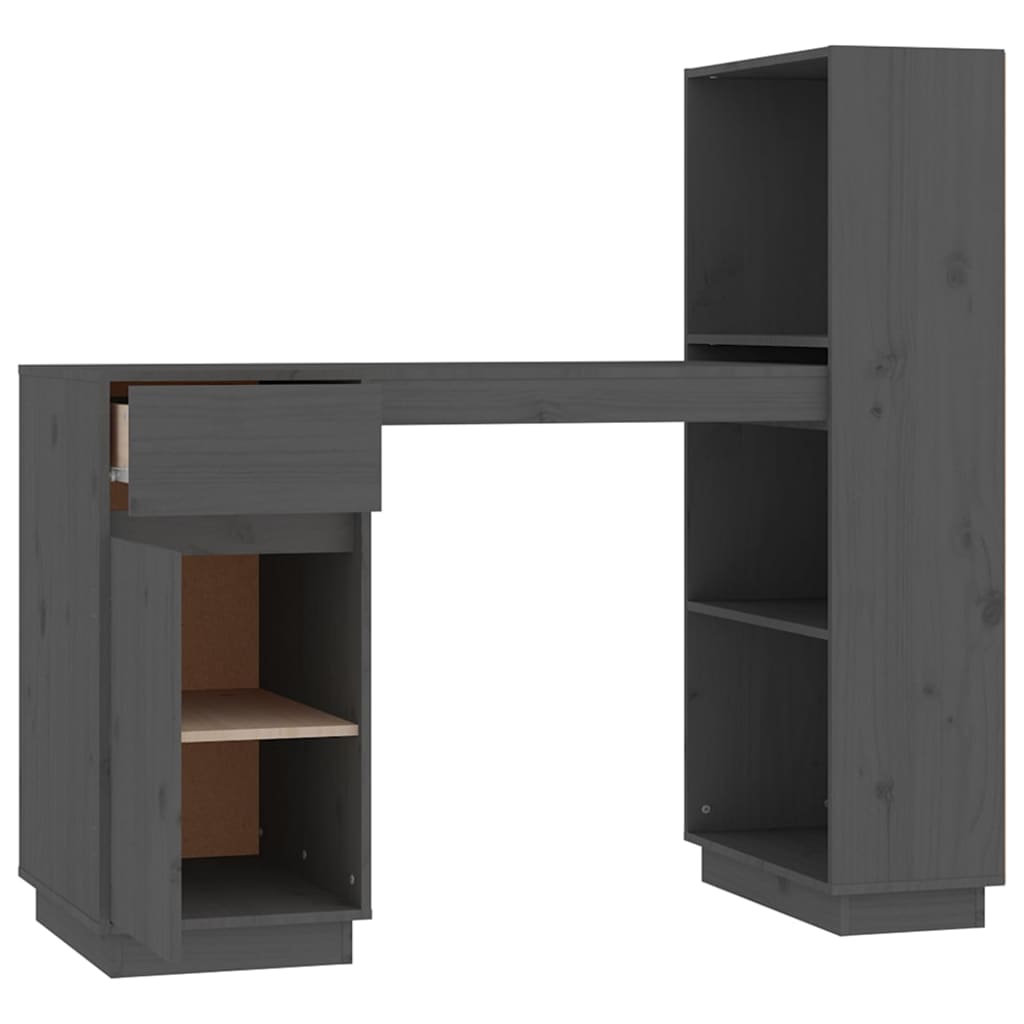 Bureau gris 110x53x117 cm en pin massif