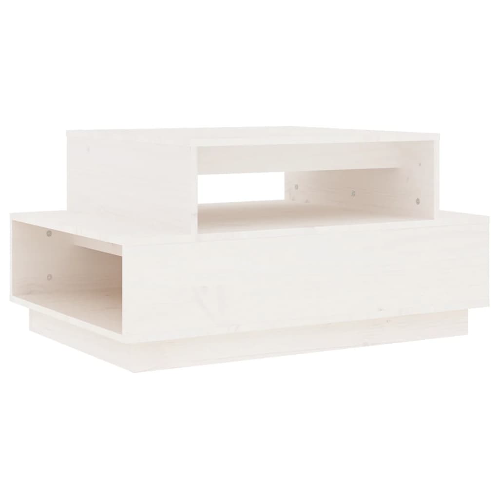 Table basse blanche 80x55x40,5 cm en pin massif