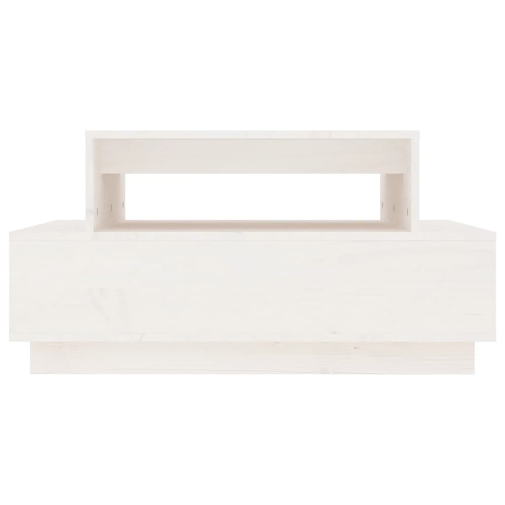 Table basse blanche 80x55x40,5 cm en pin massif
