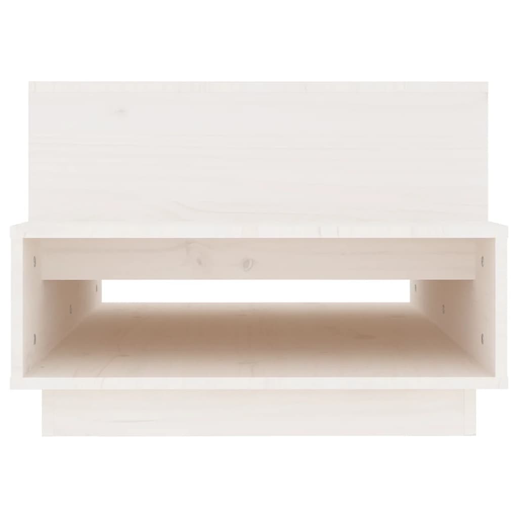 Table basse blanche 80x55x40,5 cm en pin massif