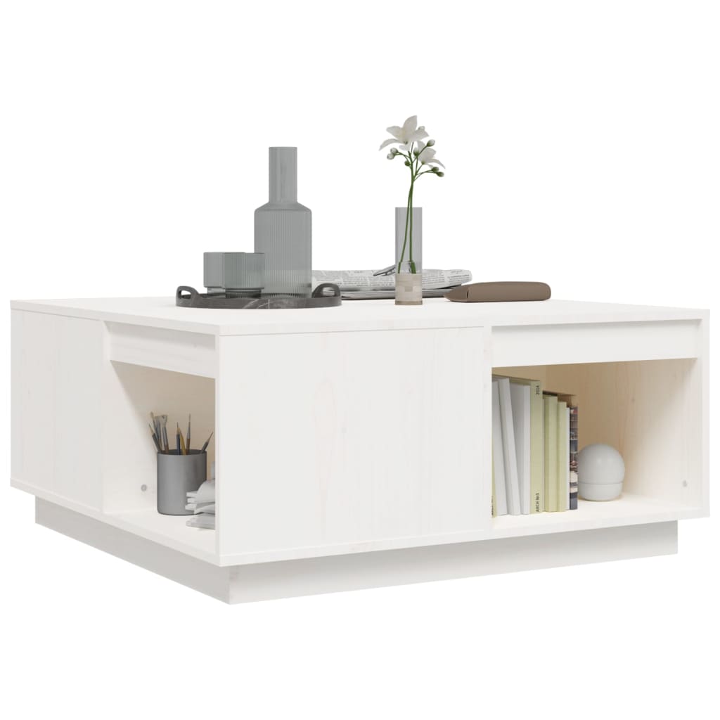 Couchtisch Weiß 80x81x36,5 cm Massivholz Kiefer