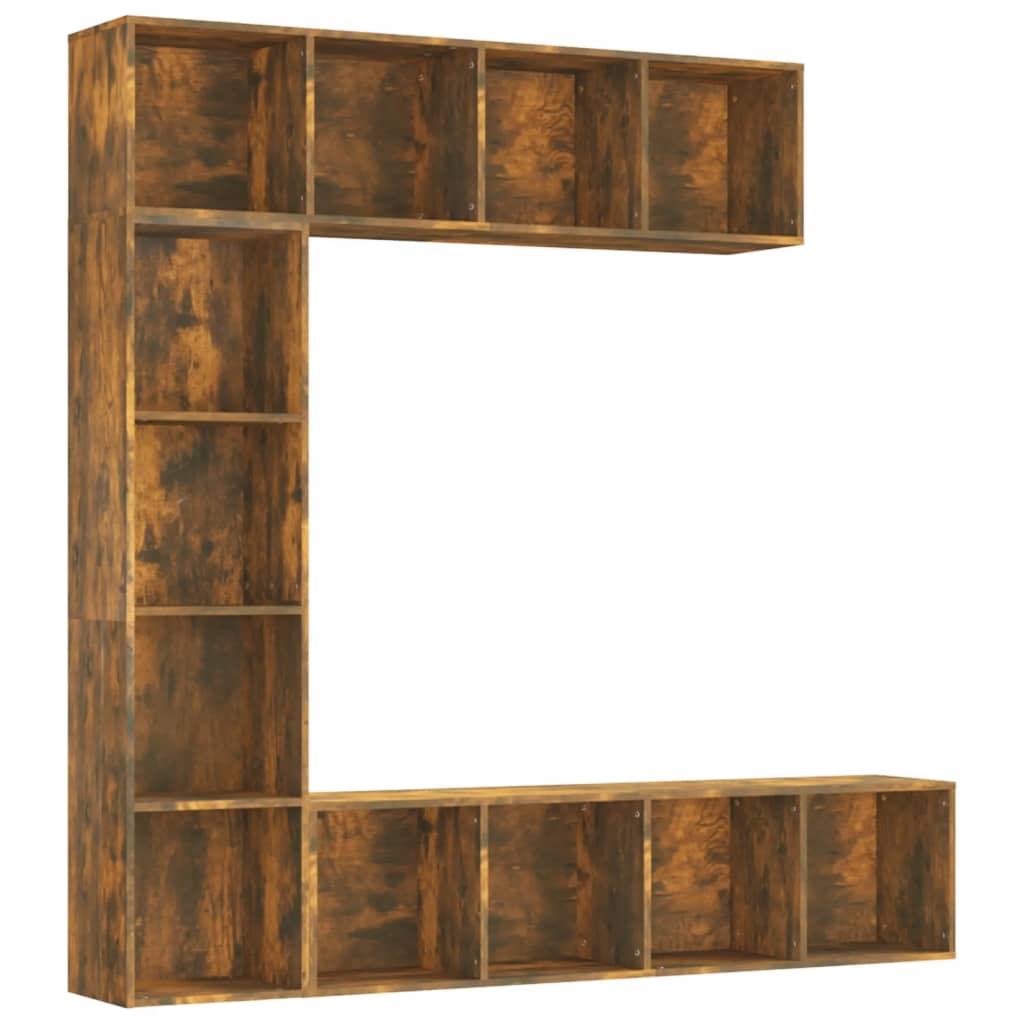 3-piece bookcase/TV cabinet set smoked oak 180x30x180 cm