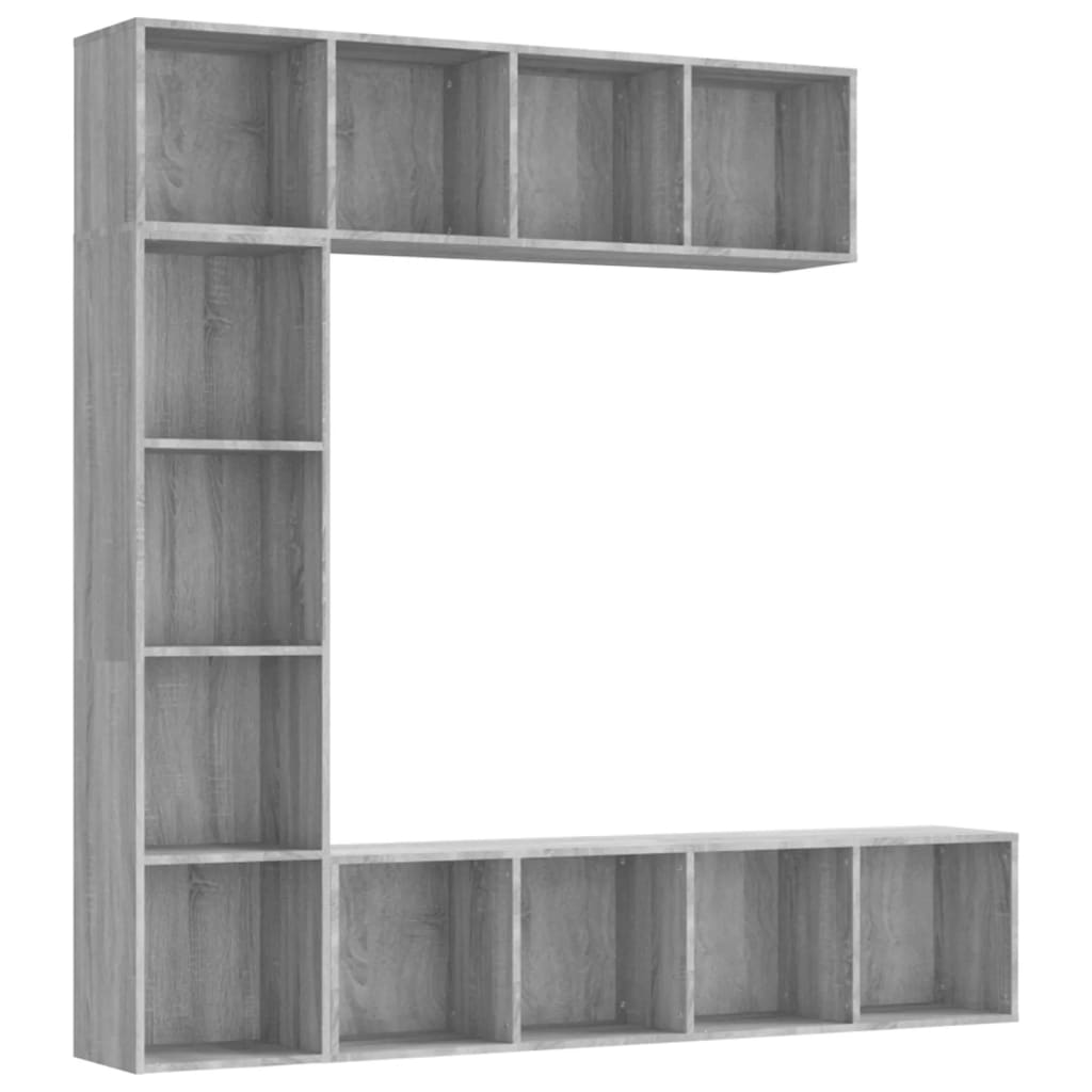 3-piece bookcase/TV cabinet set, Sonoma gray, 180x30x180 cm
