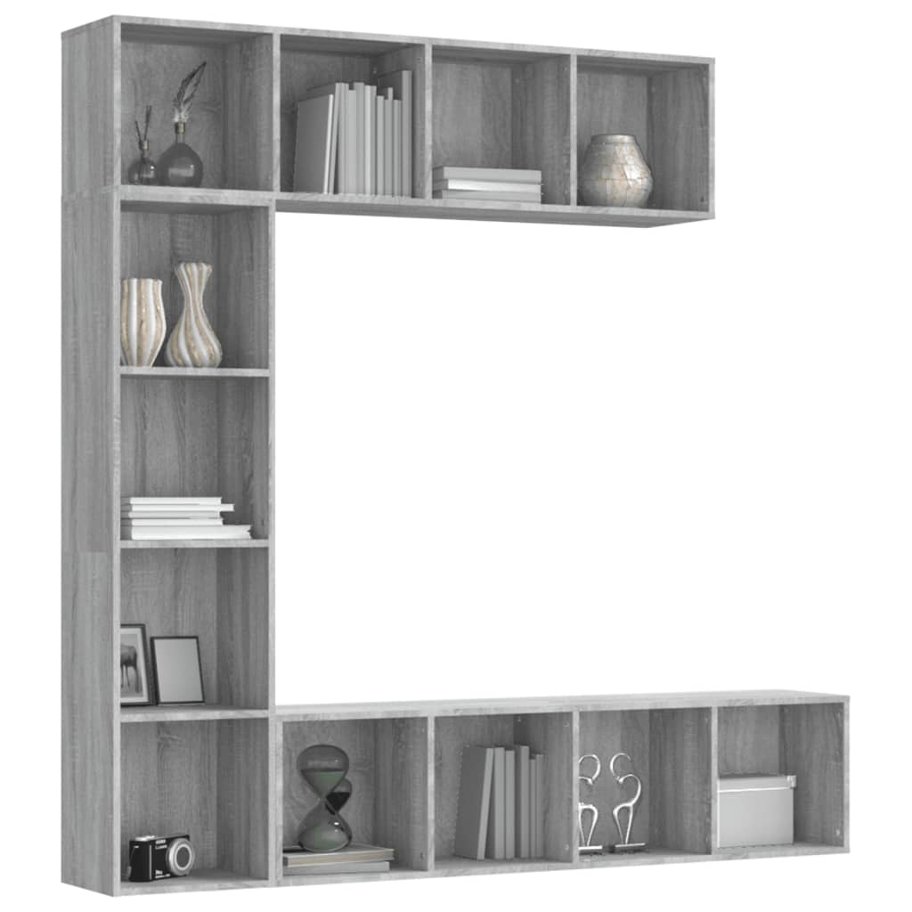 3-piece bookcase/TV cabinet set, Sonoma gray, 180x30x180 cm