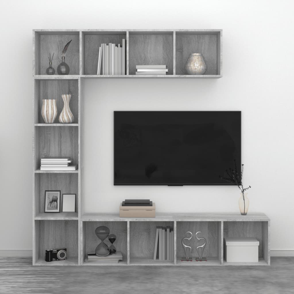 3-piece bookcase/TV cabinet set, Sonoma gray, 180x30x180 cm