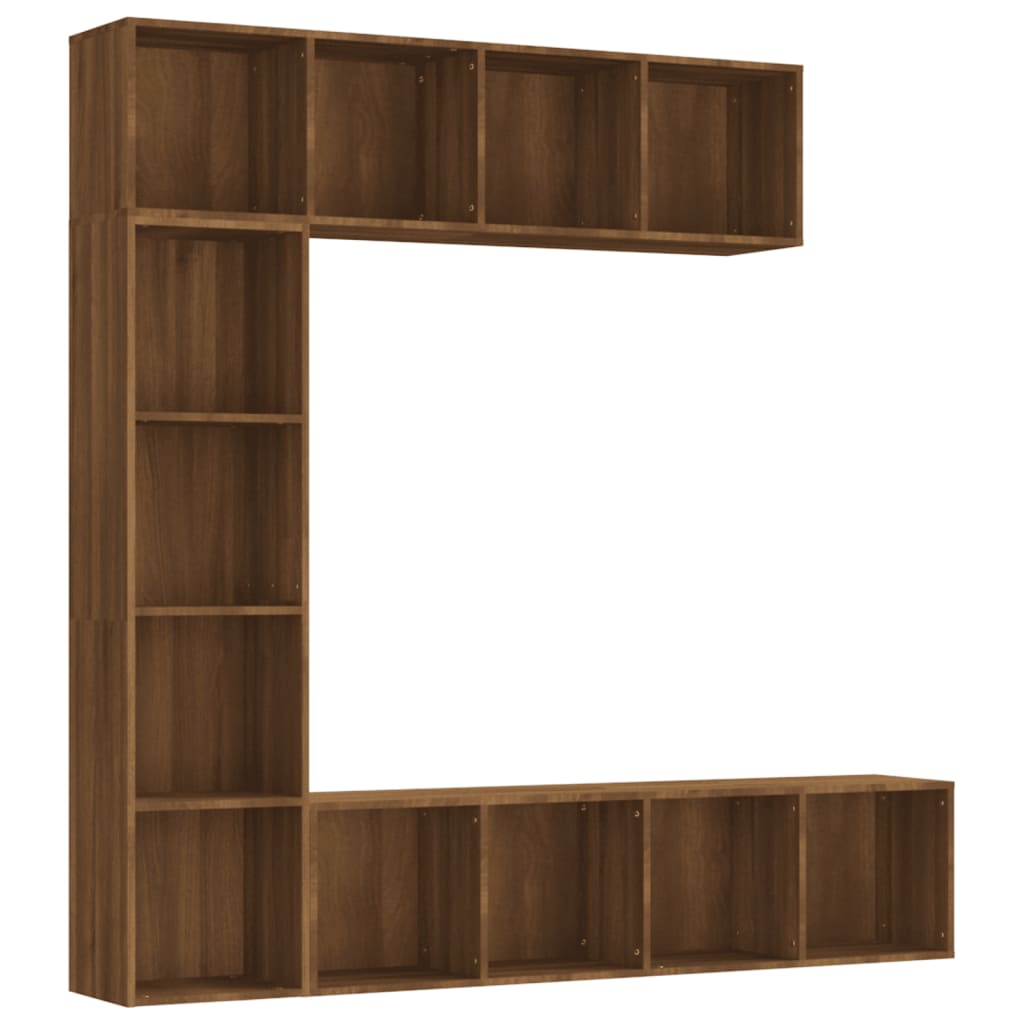 3-piece bookcase/TV cabinet set in brown oak look