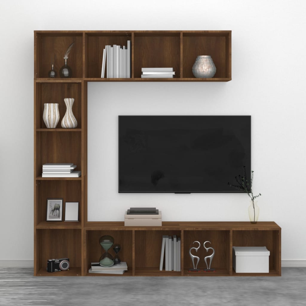 3-piece bookcase/TV cabinet set in brown oak look