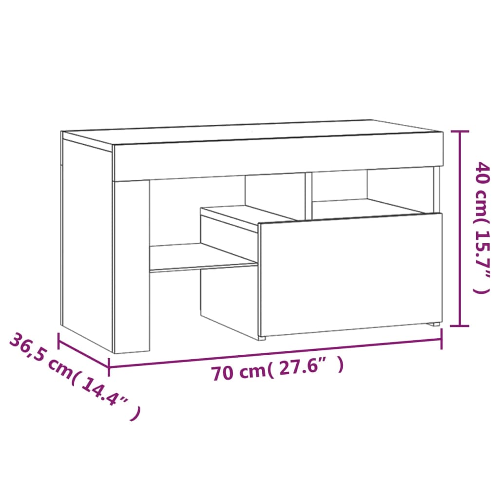 Tables de chevet 2 pièces avec éclairage LED blanc 70x36,5x40 cm