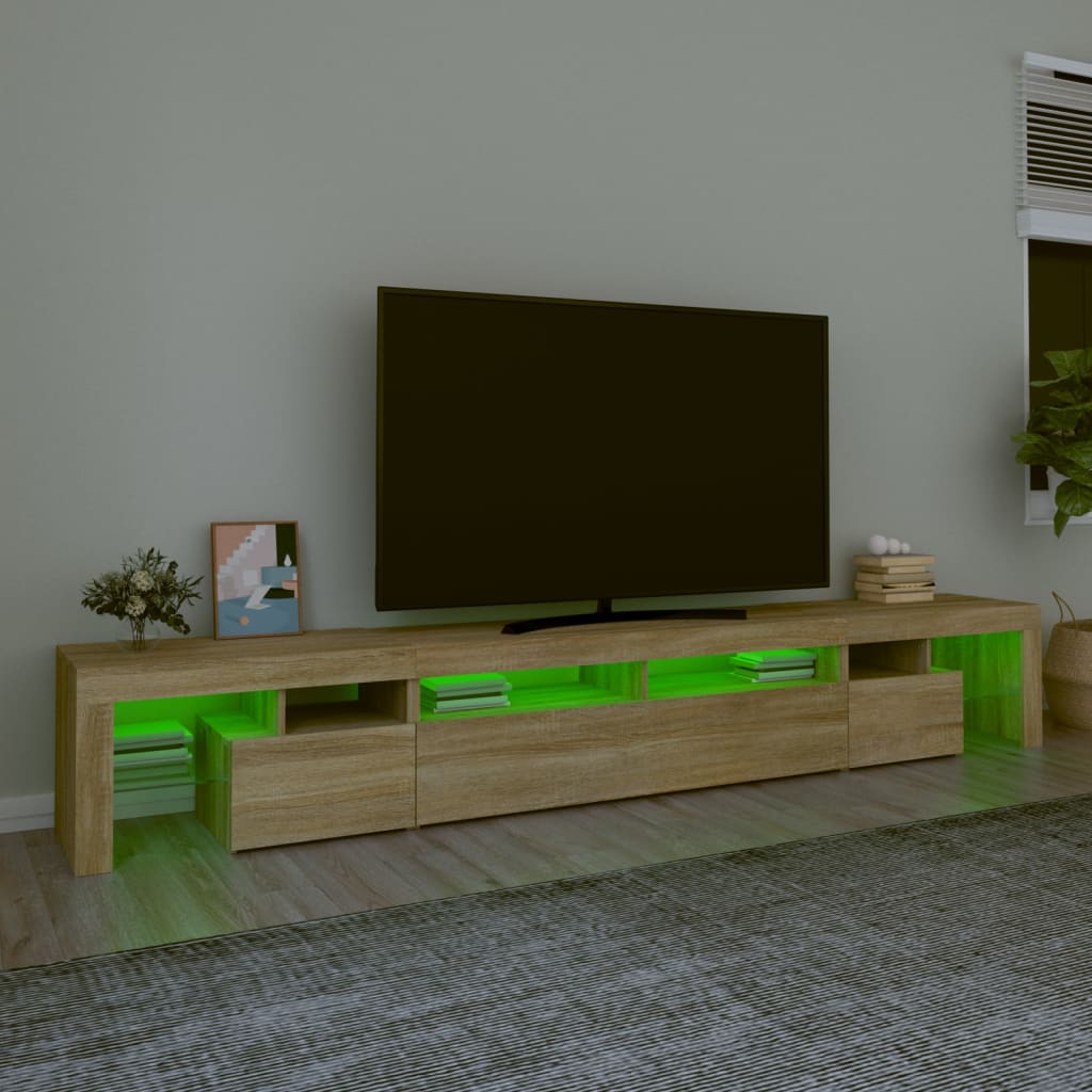 Meuble TV avec éclairage LED en chêne Sonoma 260x36,5x40 cm