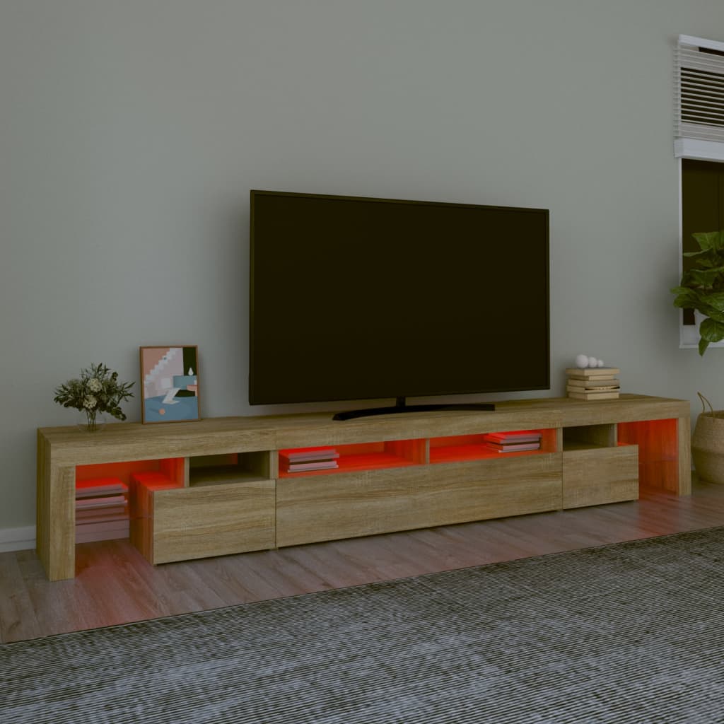 Meuble TV avec éclairage LED en chêne Sonoma 260x36,5x40 cm
