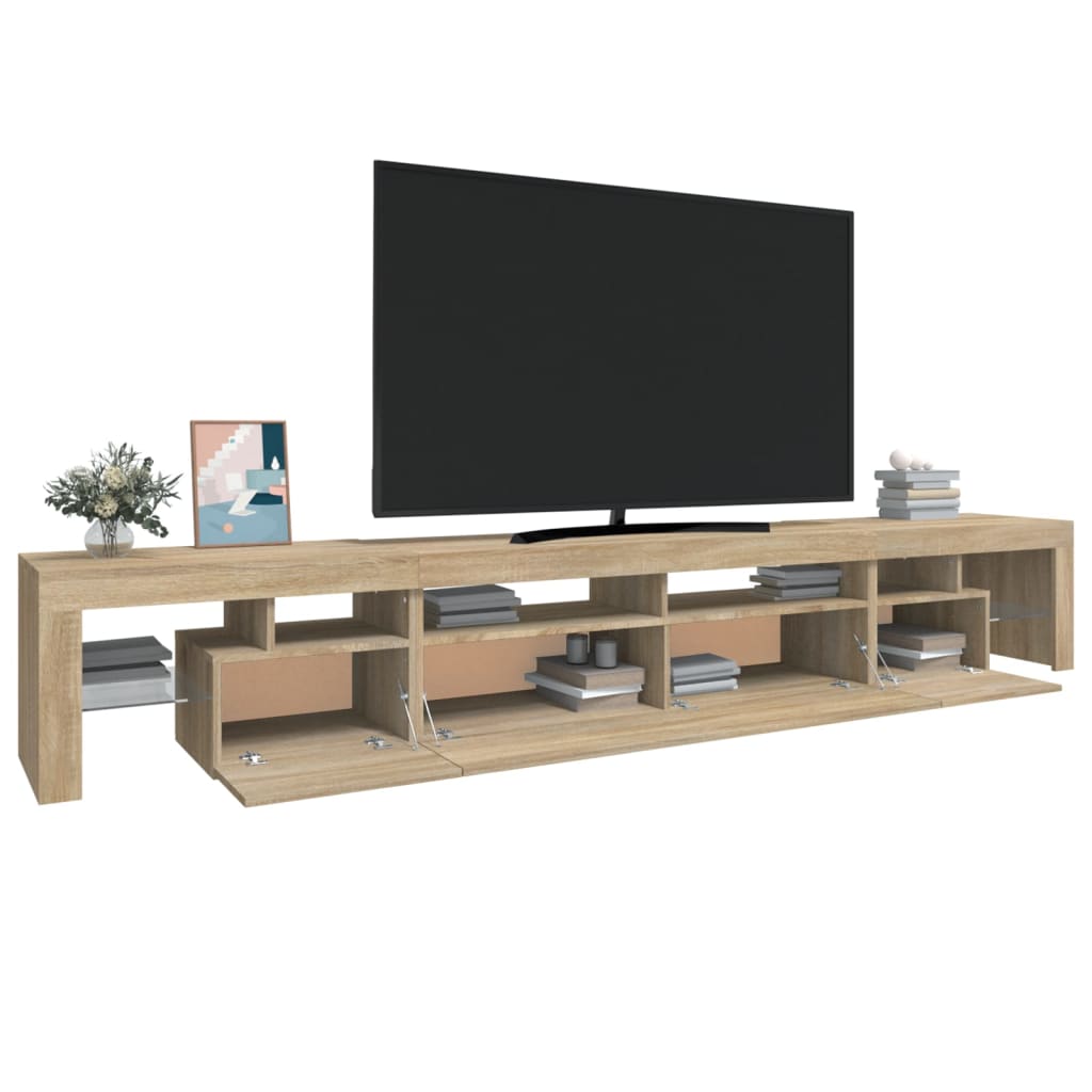 Meuble TV avec éclairage LED en chêne Sonoma 260x36,5x40 cm