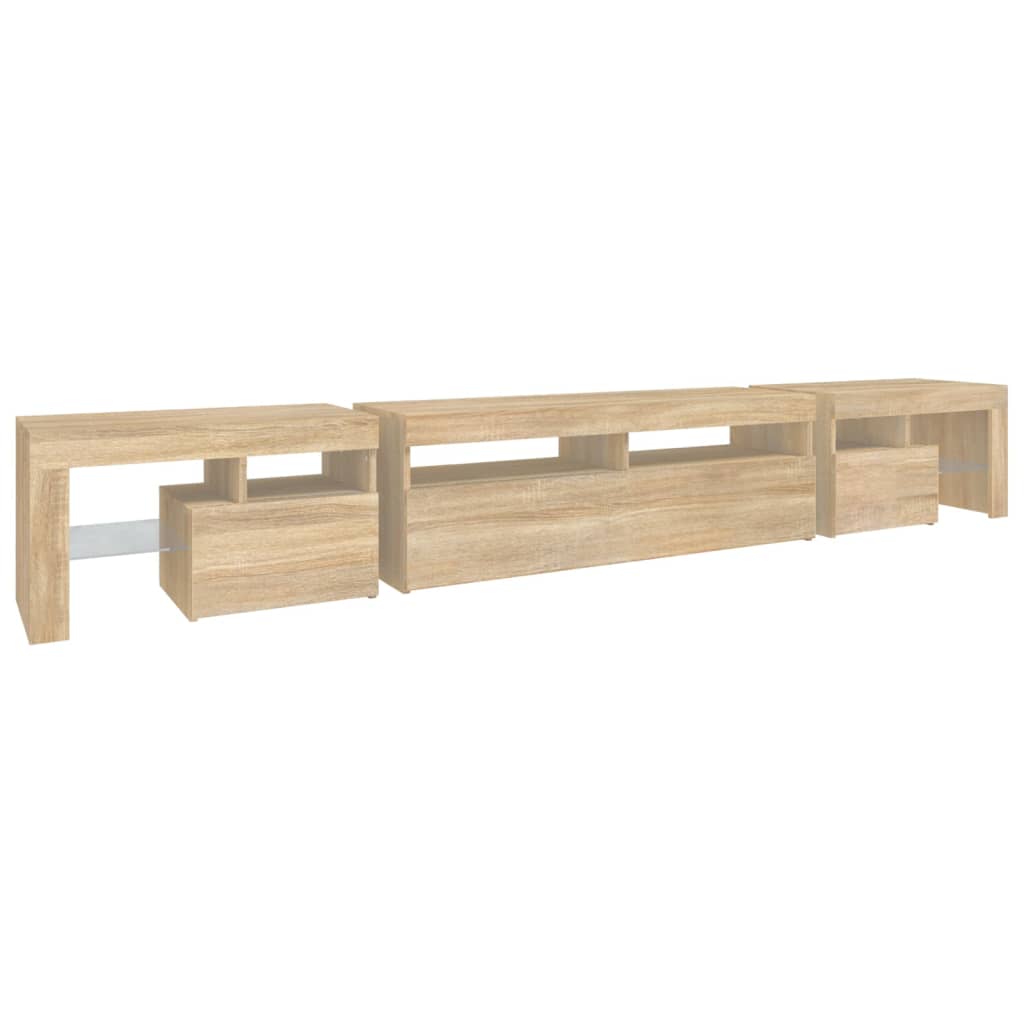 Meuble TV avec éclairage LED en chêne Sonoma 260x36,5x40 cm