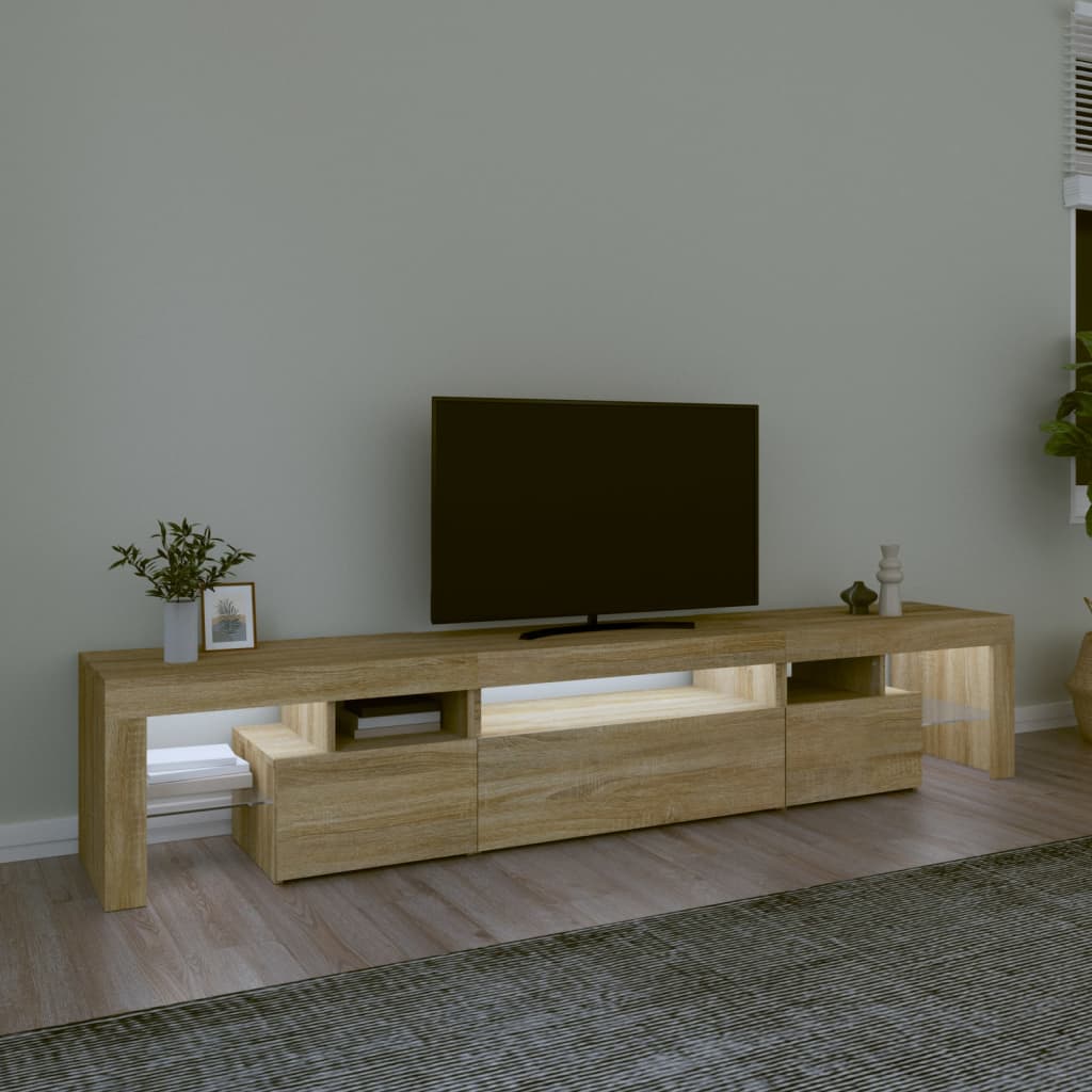 Meuble TV avec éclairage LED en chêne Sonoma 215x36,5x40 cm