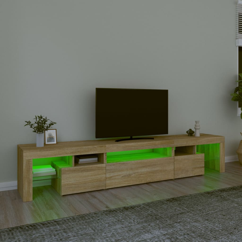 Meuble TV avec éclairage LED en chêne Sonoma 215x36,5x40 cm