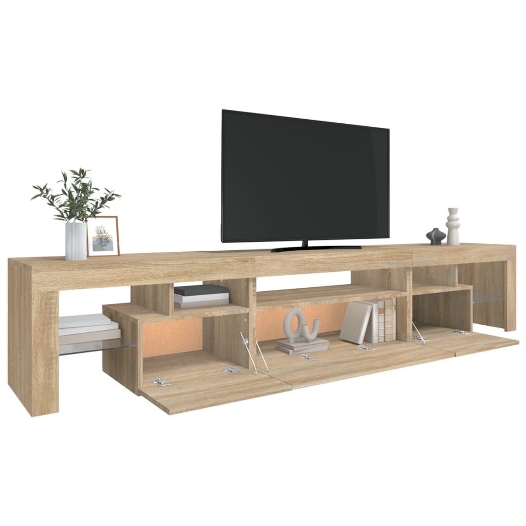 Meuble TV avec éclairage LED en chêne Sonoma 215x36,5x40 cm