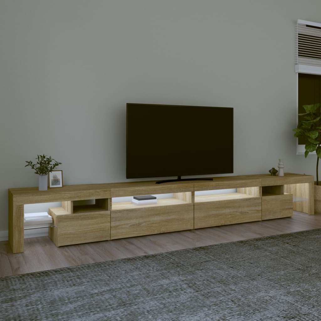 Meuble TV avec éclairage LED en chêne Sonoma 290x36,5x40 cm