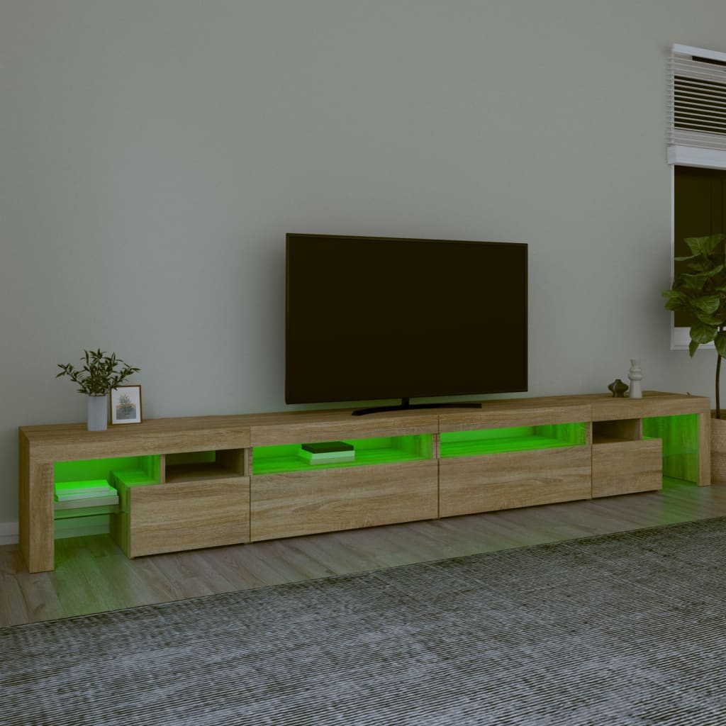 Meuble TV avec éclairage LED en chêne Sonoma 290x36,5x40 cm