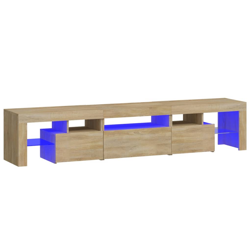 Meuble TV avec éclairage LED en chêne Sonoma 200x36,5x40 cm