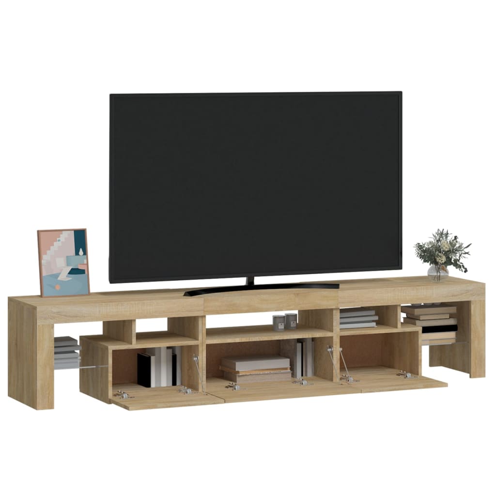 Meuble TV avec éclairage LED en chêne Sonoma 200x36,5x40 cm
