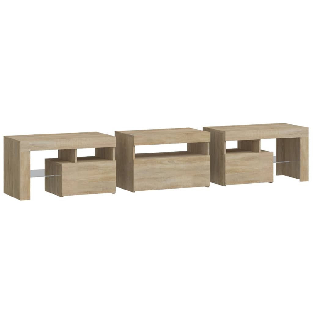 Meuble TV avec éclairage LED en chêne Sonoma 200x36,5x40 cm