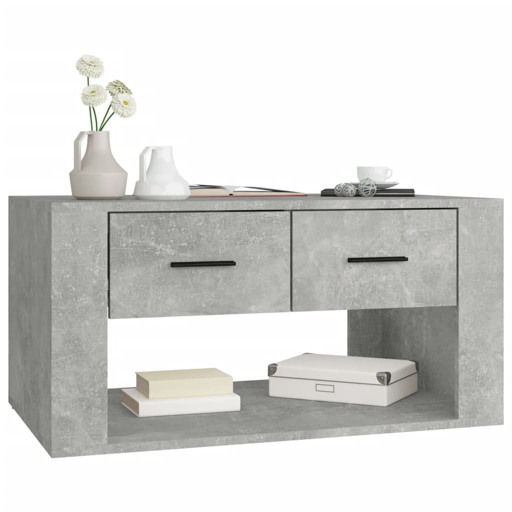Table basse gris béton 80x50x40 cm en bois