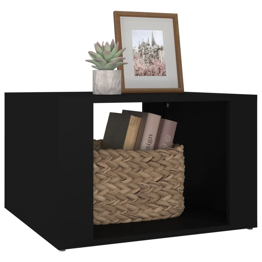 Bedside Table Black 57x55x36 cm Wood Material