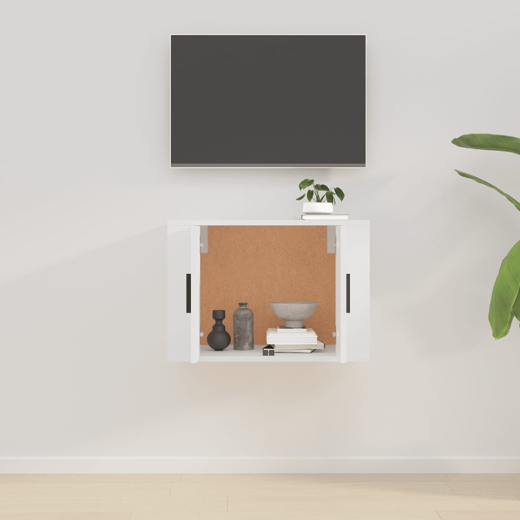 TV wall cabinet high-gloss white 57x34.5x40 cm