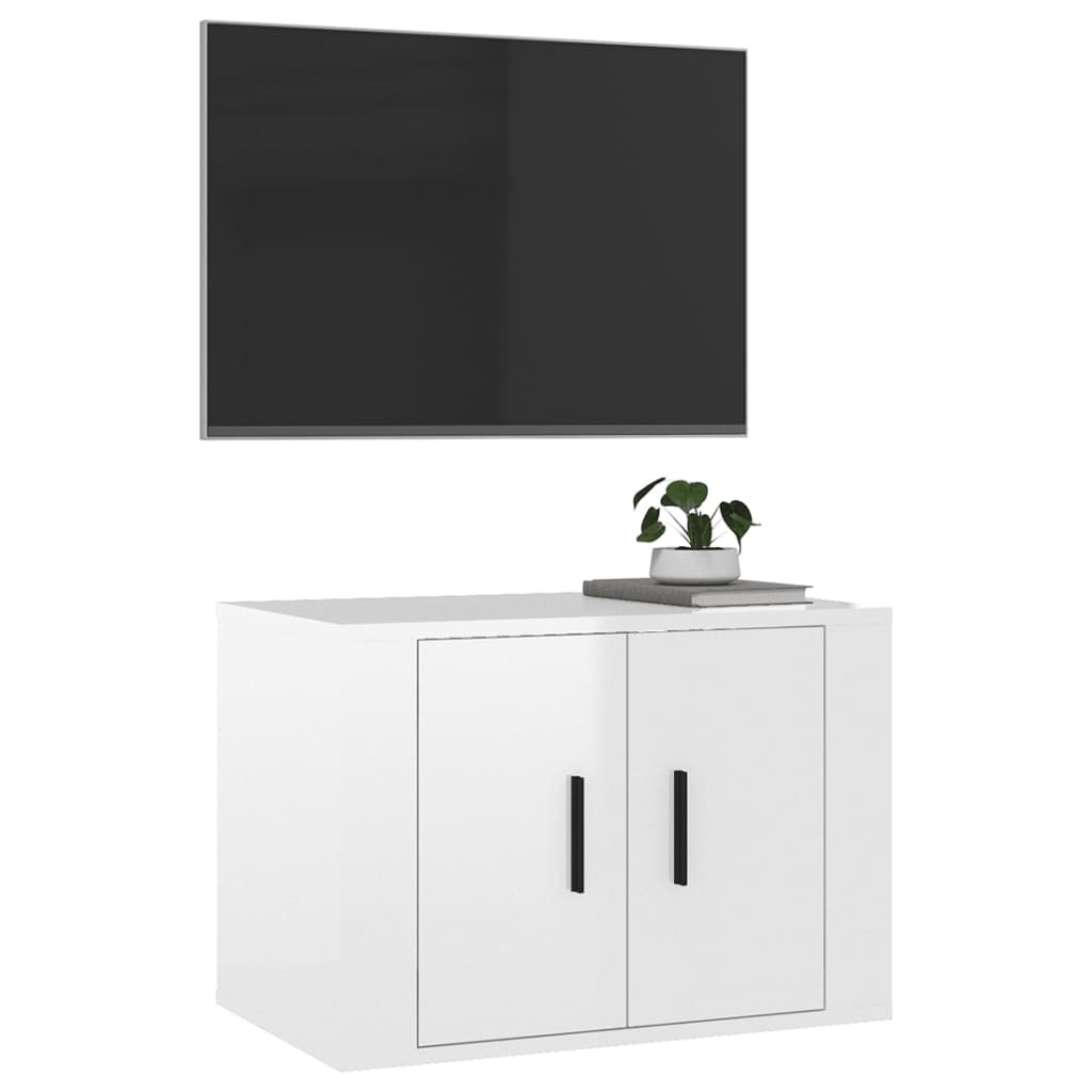 TV wall cabinet high-gloss white 57x34.5x40 cm