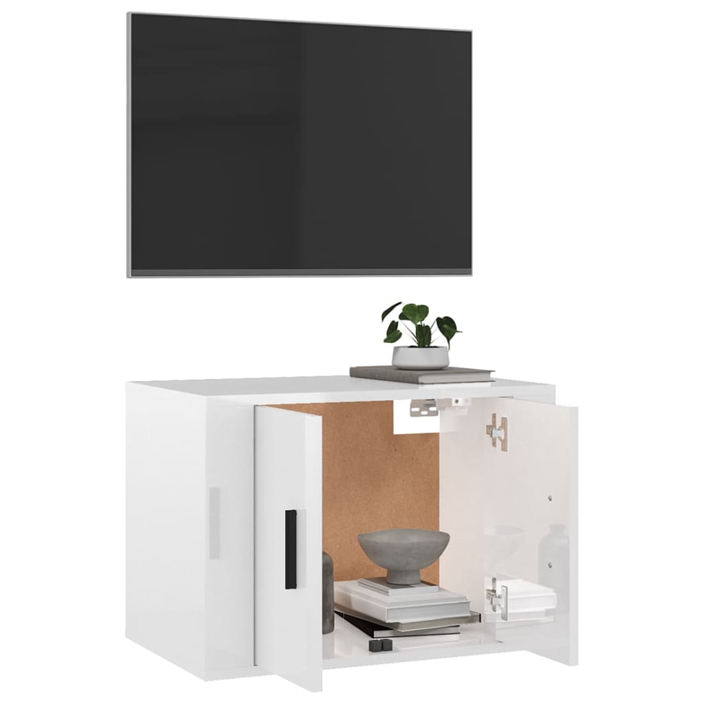TV wall cabinet high-gloss white 57x34.5x40 cm