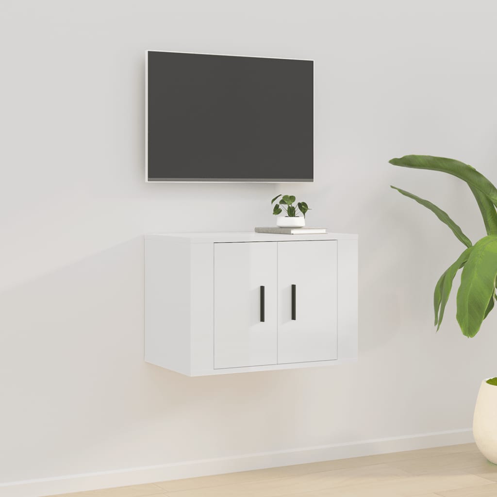 TV wall cabinet high-gloss white 57x34.5x40 cm