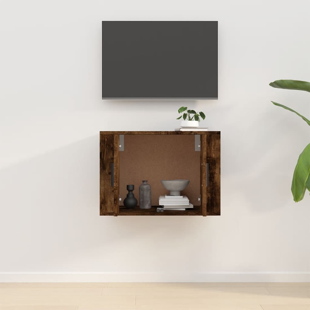 Meuble TV mural en chêne fumé 57x34,5x40 cm
