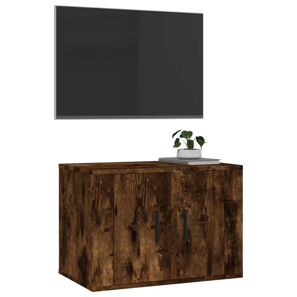 Meuble TV mural en chêne fumé 57x34,5x40 cm