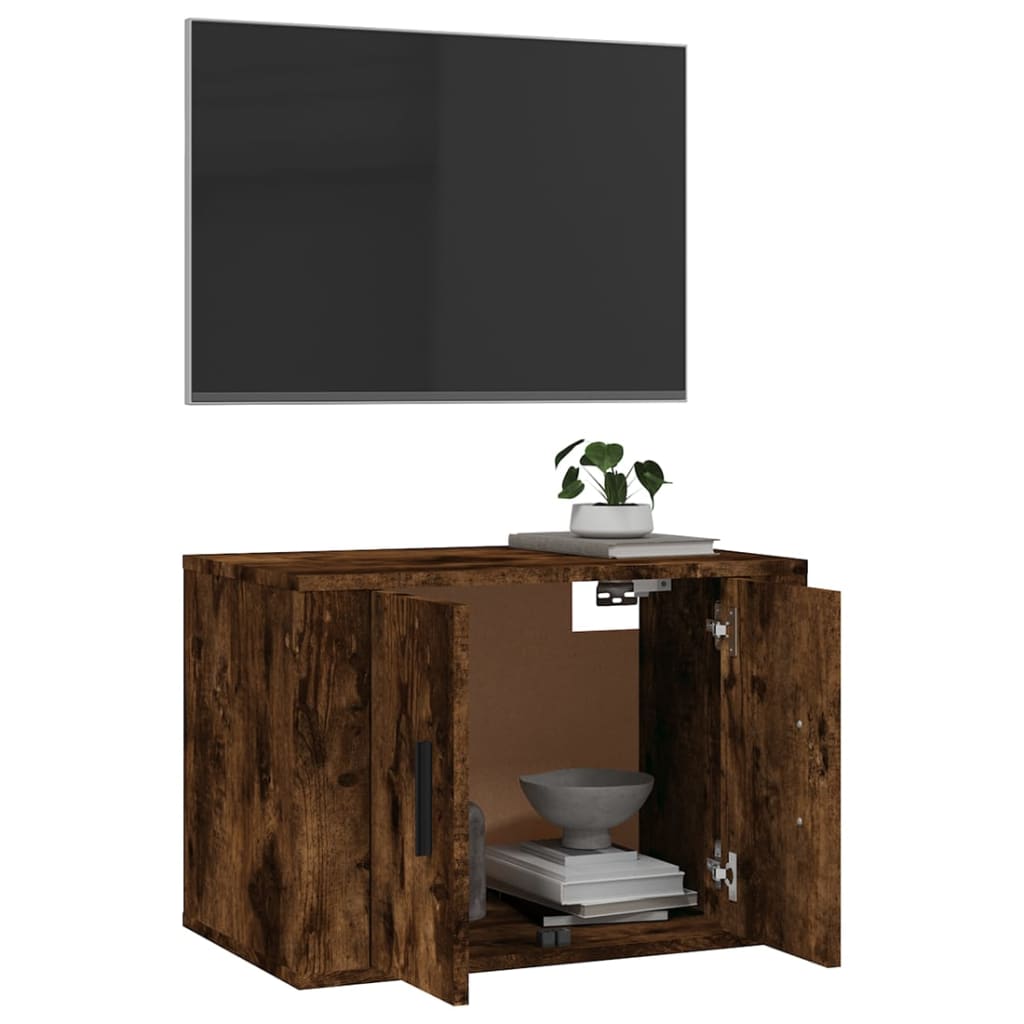 Meuble TV mural en chêne fumé 57x34,5x40 cm