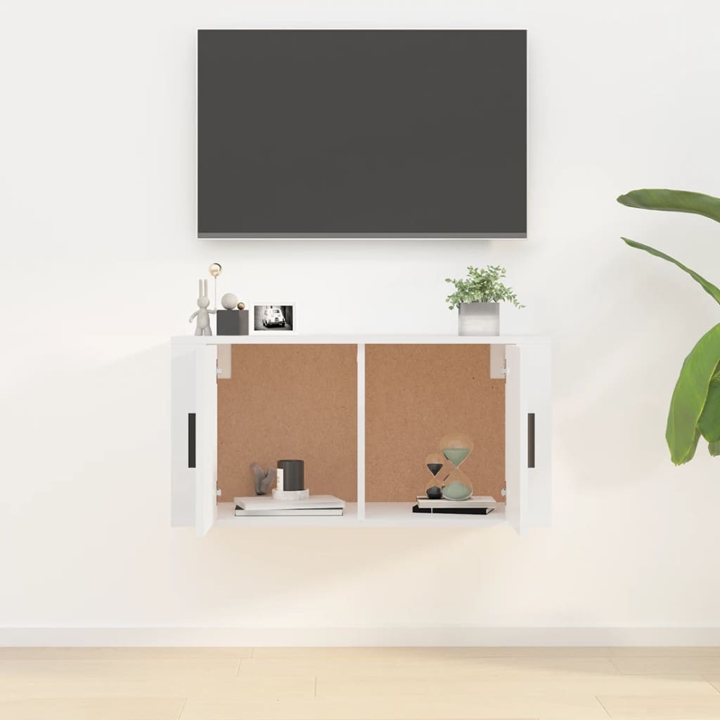 TV wall cabinet high-gloss white 80x34.5x40 cm
