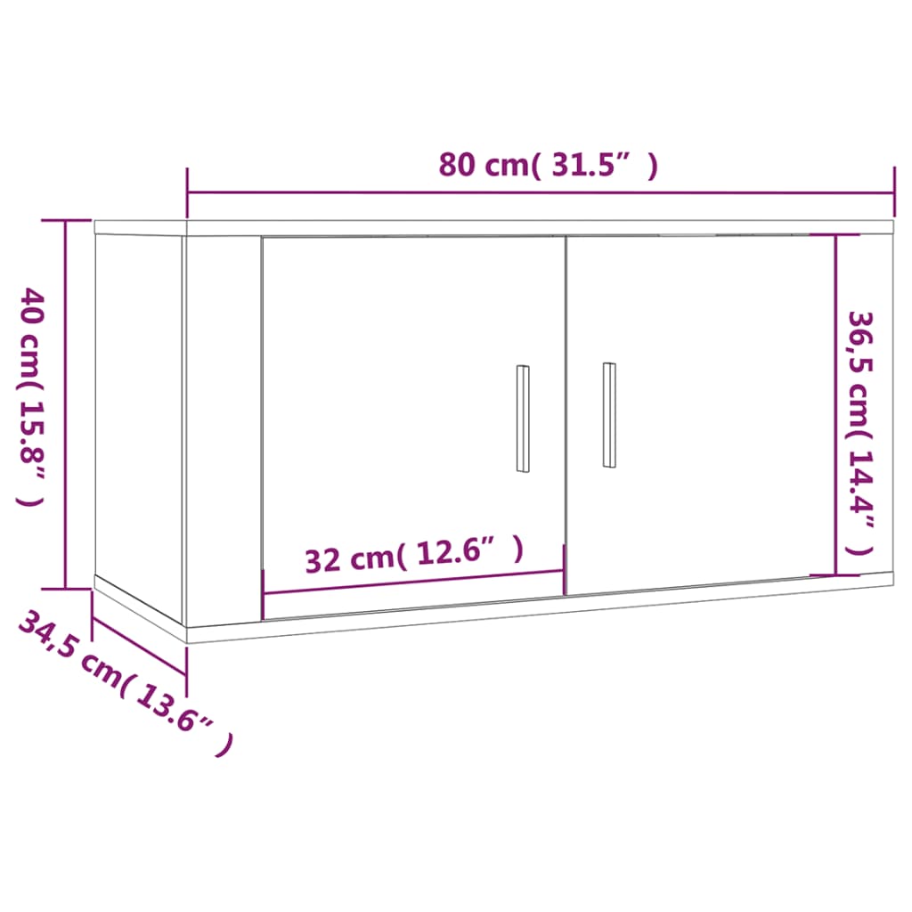 TV-Wandschrank Sonoma-Eiche 80x34,5x40 cm