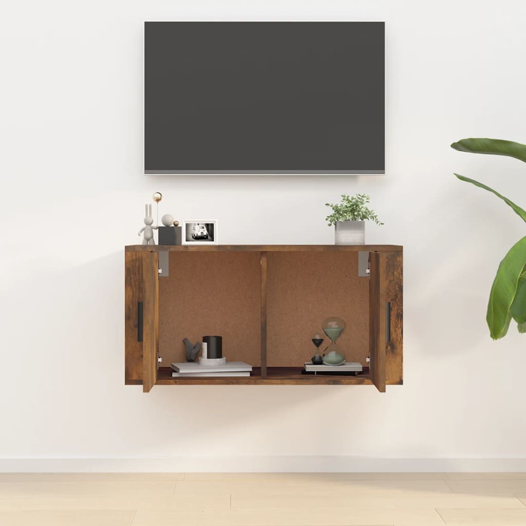 Meuble TV mural en chêne fumé 80x34,5x40 cm