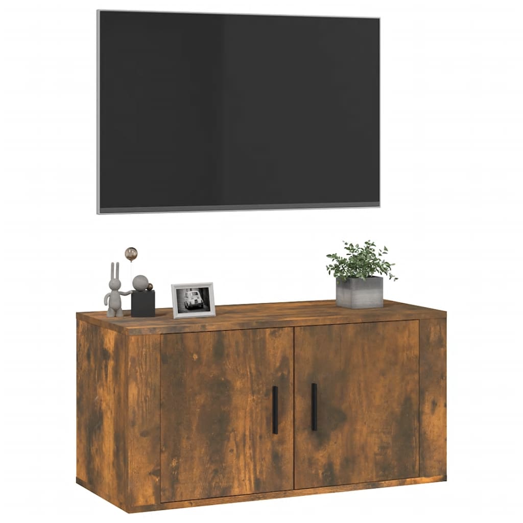Meuble TV mural en chêne fumé 80x34,5x40 cm