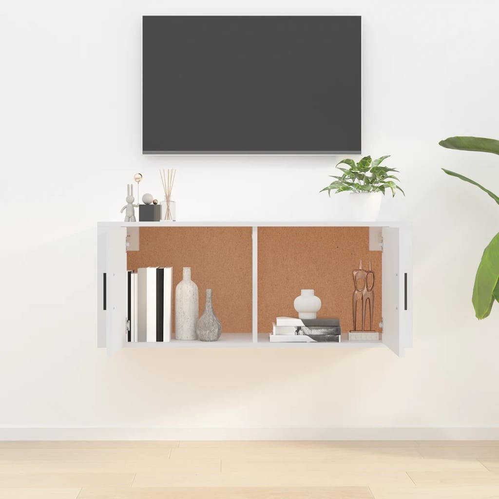Meuble TV mural blanc 100x34,5x40 cm