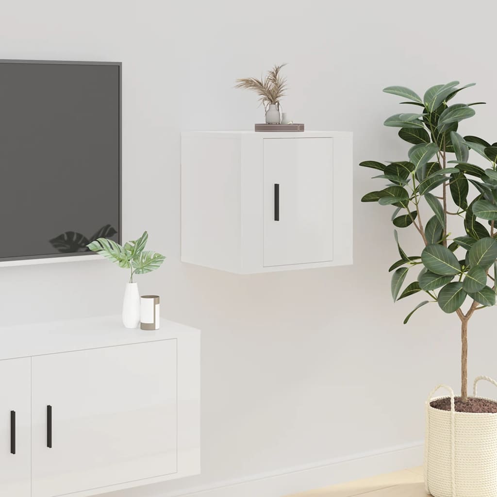 TV wall cabinet high-gloss white 40x34.5x40 cm