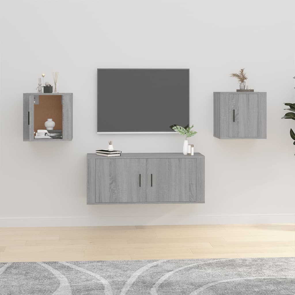 Armoires murales TV 2 pcs. Gris Sonoma 40x34,5x40 cm