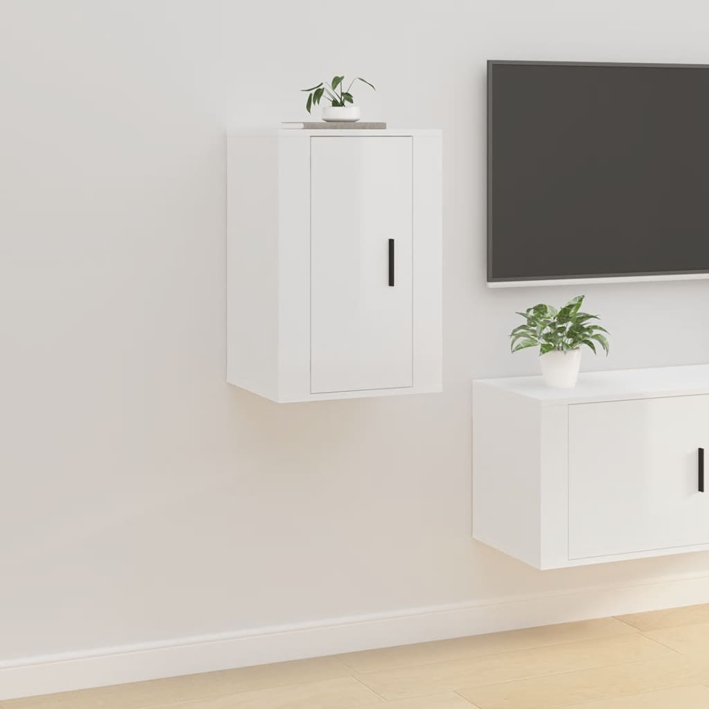 TV wall cabinet high-gloss white 40x34.5x60 cm