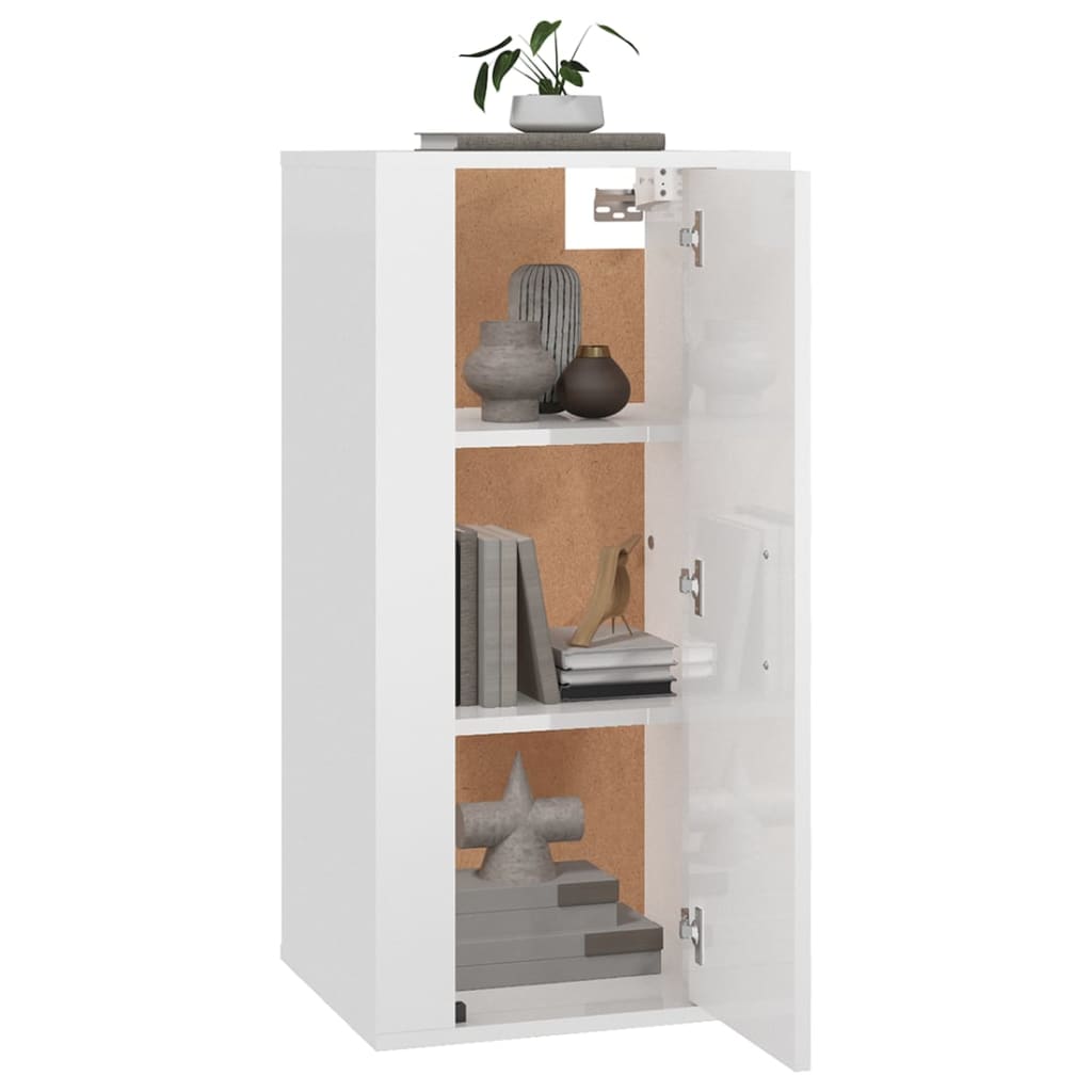 TV wall cabinet high-gloss white 40x34.5x80 cm