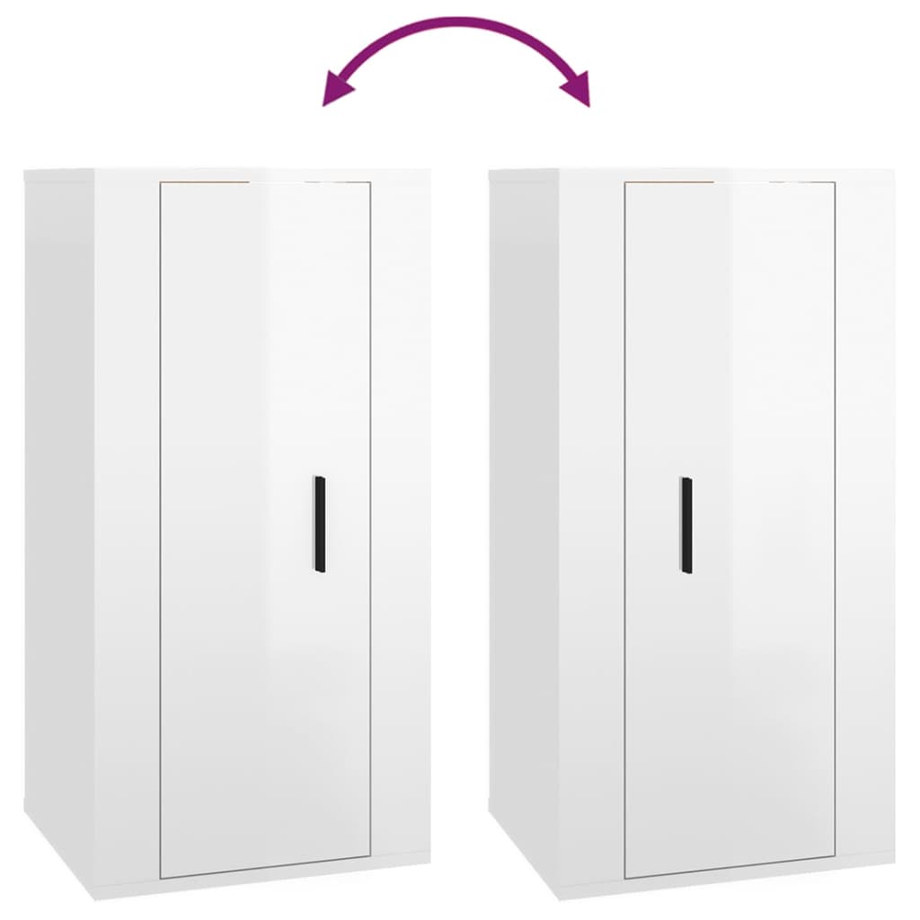 TV wall cabinet high-gloss white 40x34.5x80 cm