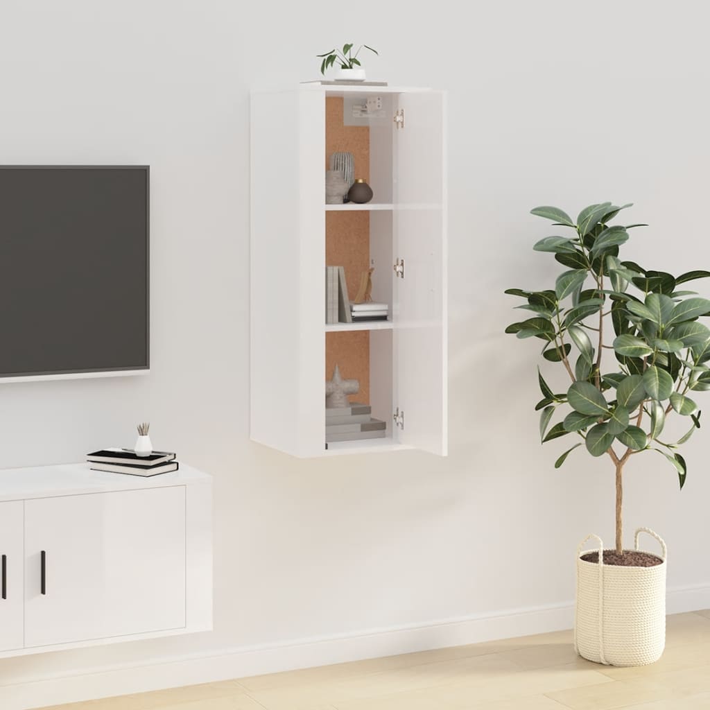 TV wall cabinet high-gloss white 40x34.5x100 cm