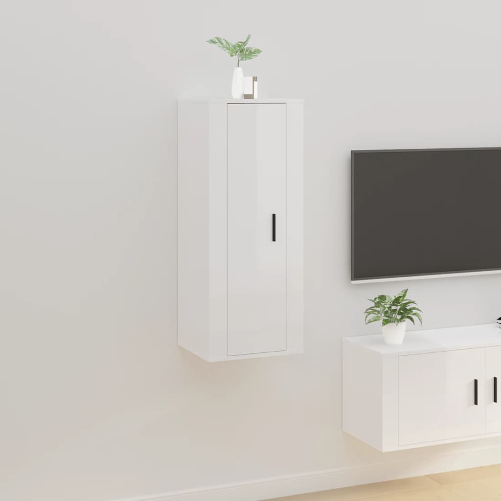 TV wall cabinet high-gloss white 40x34.5x100 cm