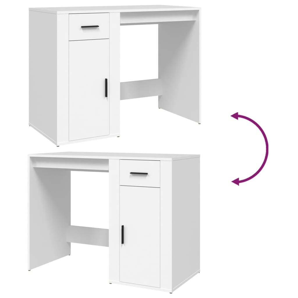 Desk White 100x49x75 cm Wood Material