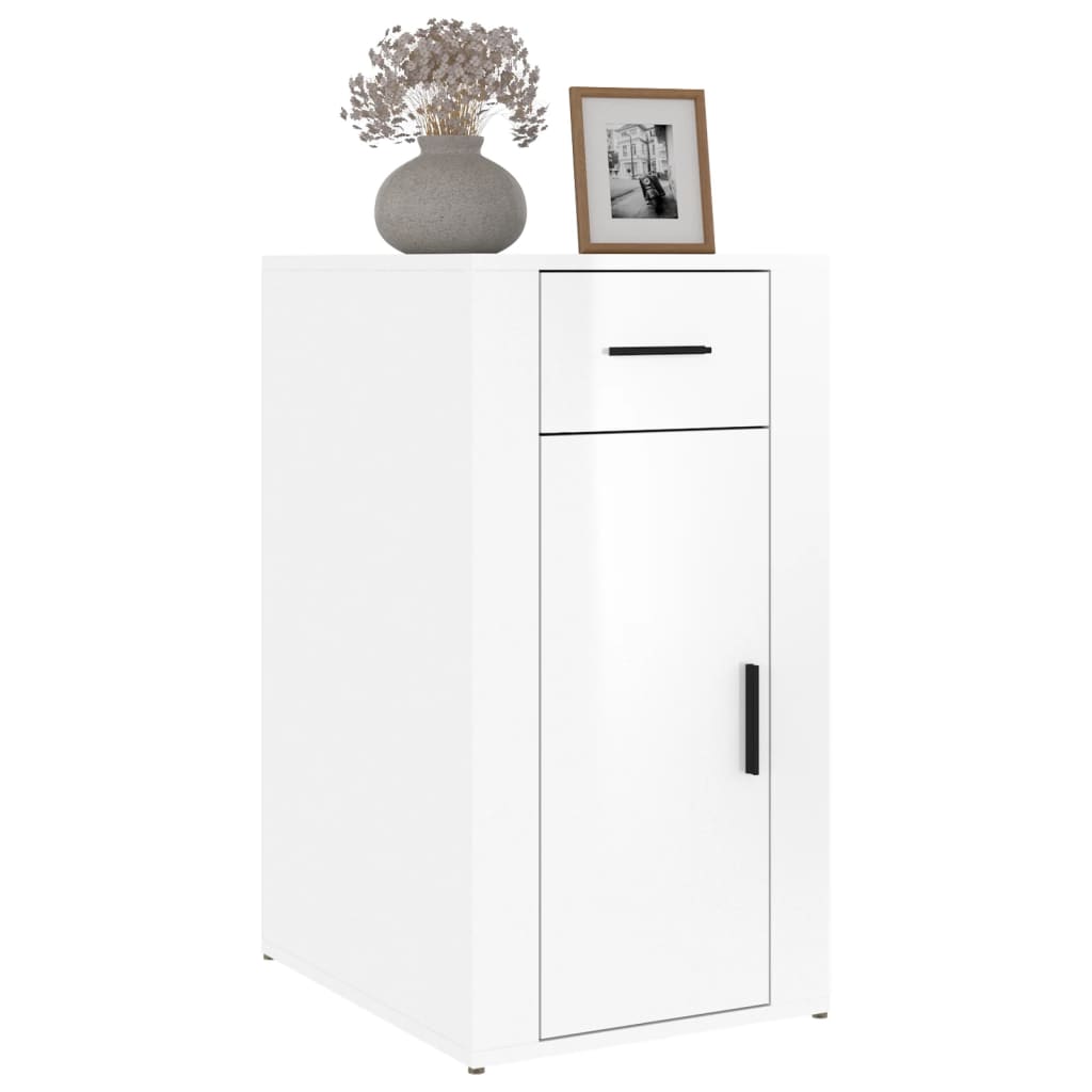 Armoire de bureau blanc brillant 40x49x75 cm en bois